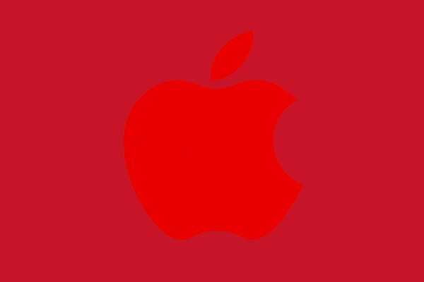 Apfel-Emblem auf rotem Hintergrund