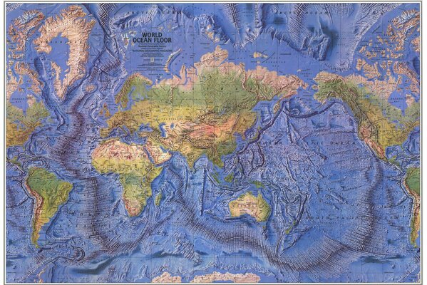 World map with continents and oceans