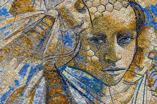 Mosaic. Sad girl s face
