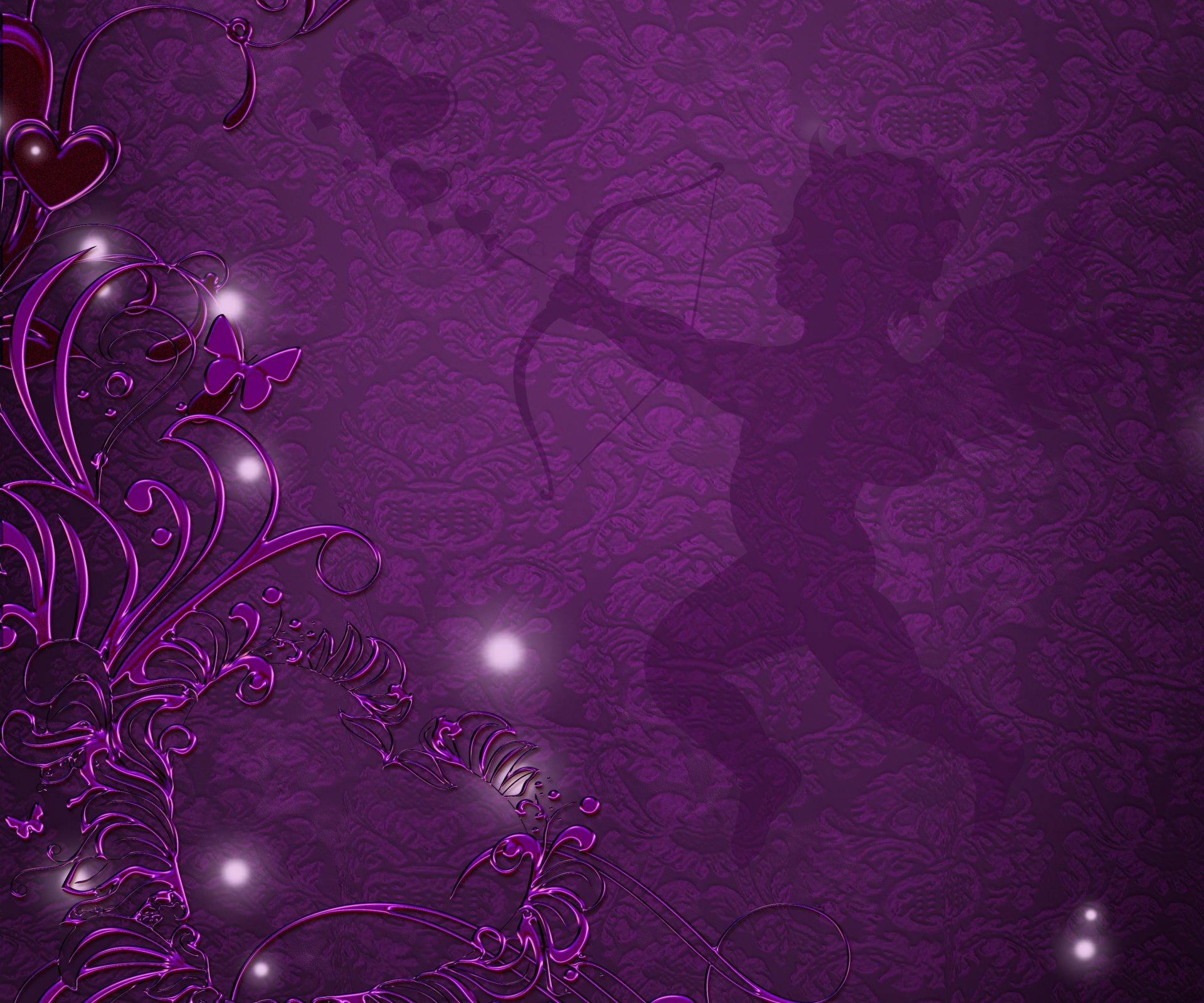 saint valentin texture violet amour cupidon eros amour dieu enfant ailes arc flèches magie fleurs papillon modèle ajouré texture violet cupidon erot enfant arc flèches coeurs