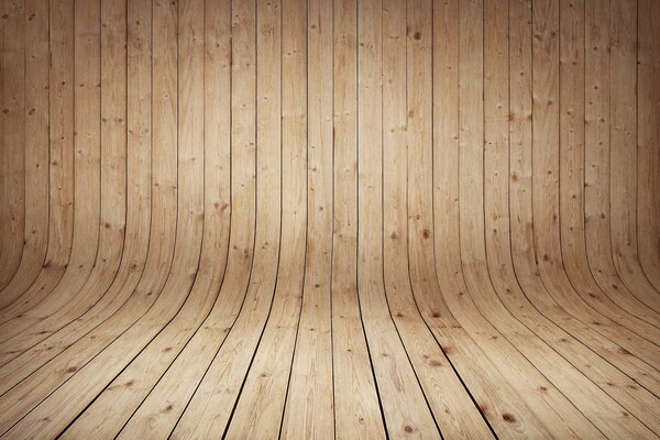 Curved light wooden boards