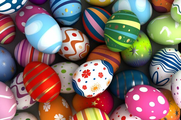 Colorful Easter eggs with a variety of designs