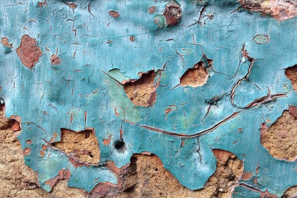 Textur der alten Wand mit blauem Putz