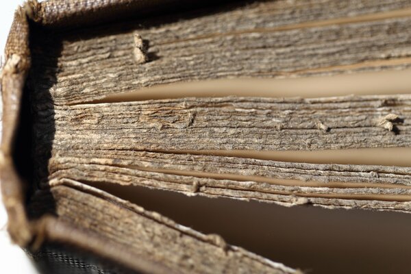 Pages of an old book, close to the camera