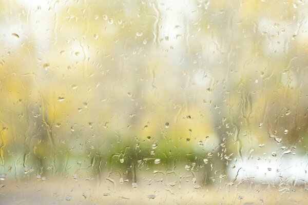 Gotas de lluvia en la ventana de otoño