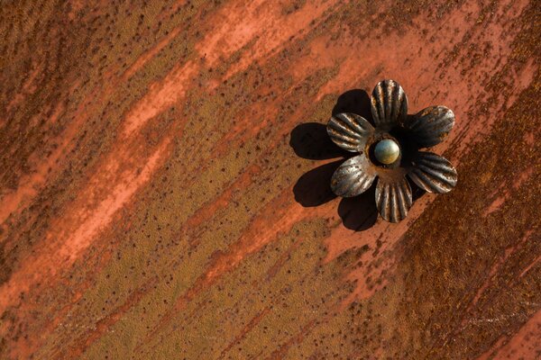 Metallische Blume mit Schatten auf Hintergrund