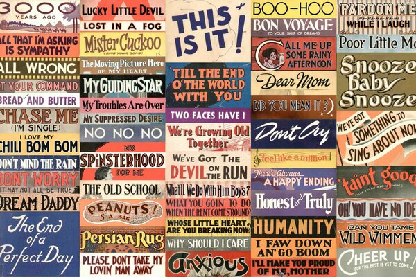 Collage of song and movie titles