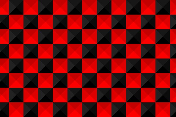 Red and black chessboard. Volume