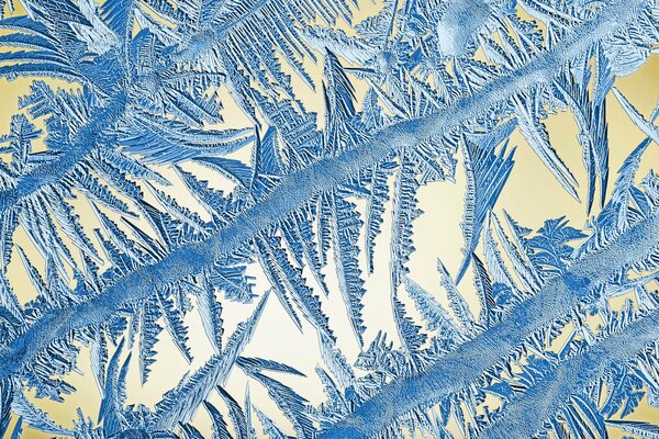 Winter pattern on glass on a frosty morning