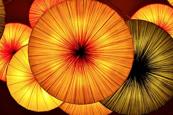 Umbrella on the background of the light of lanterns