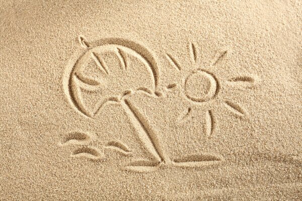 Summer drawing on the beach sand