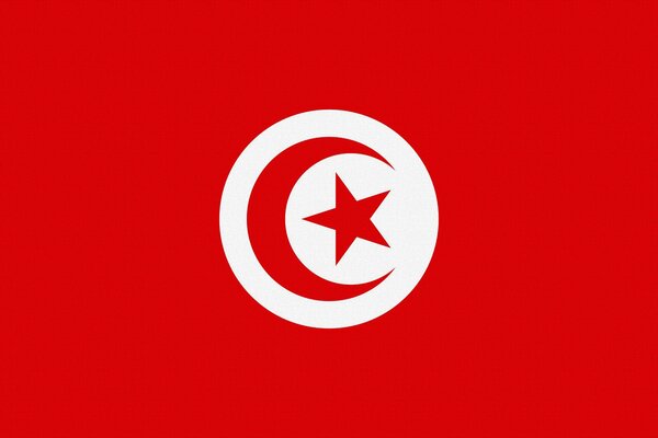 Bright red Tunisian flag with a star symbol