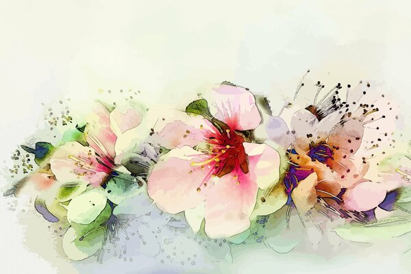 Flowers made in watercolor Art