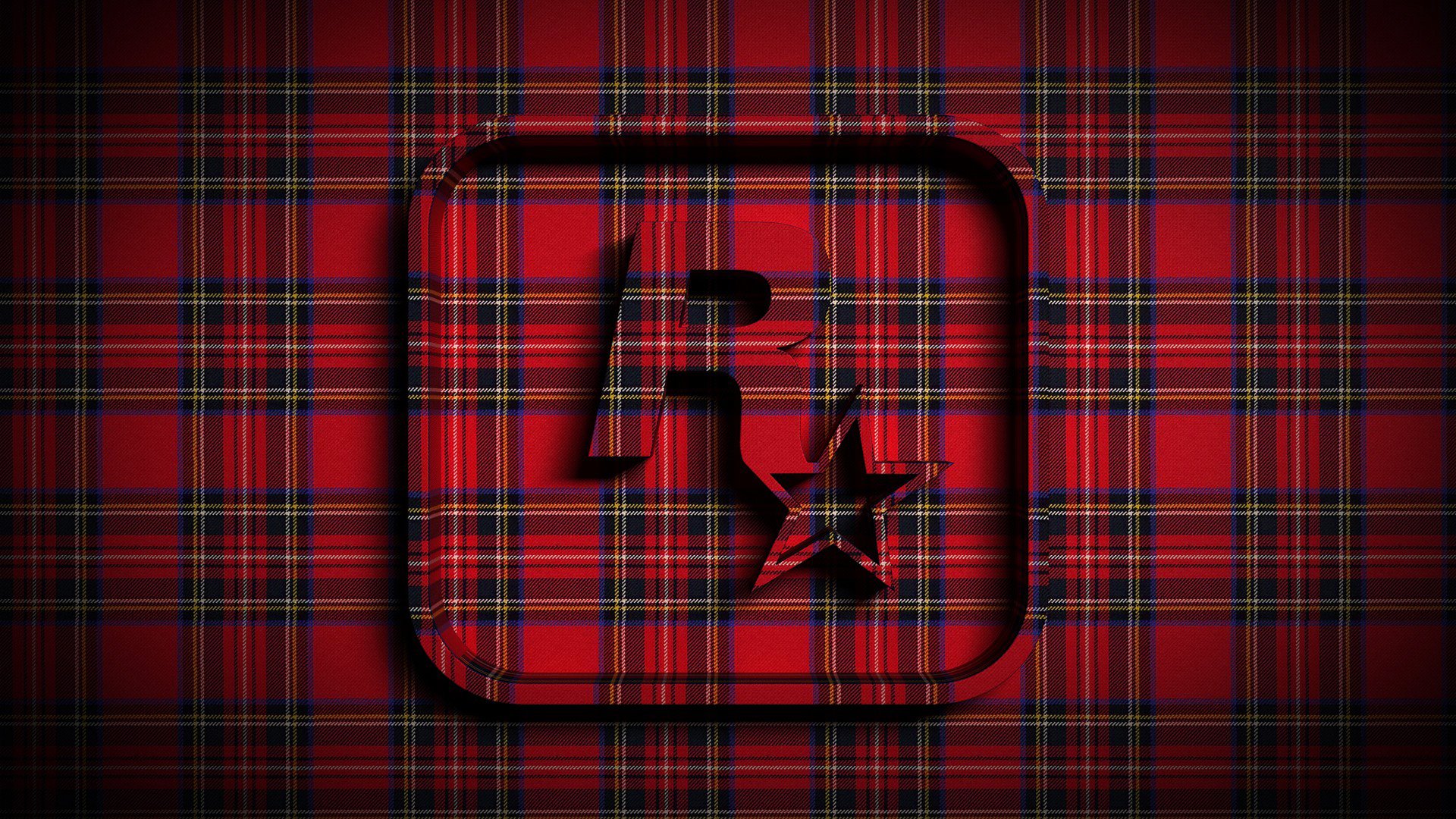 rockstar tessuto tartan volume emblema roccia stella