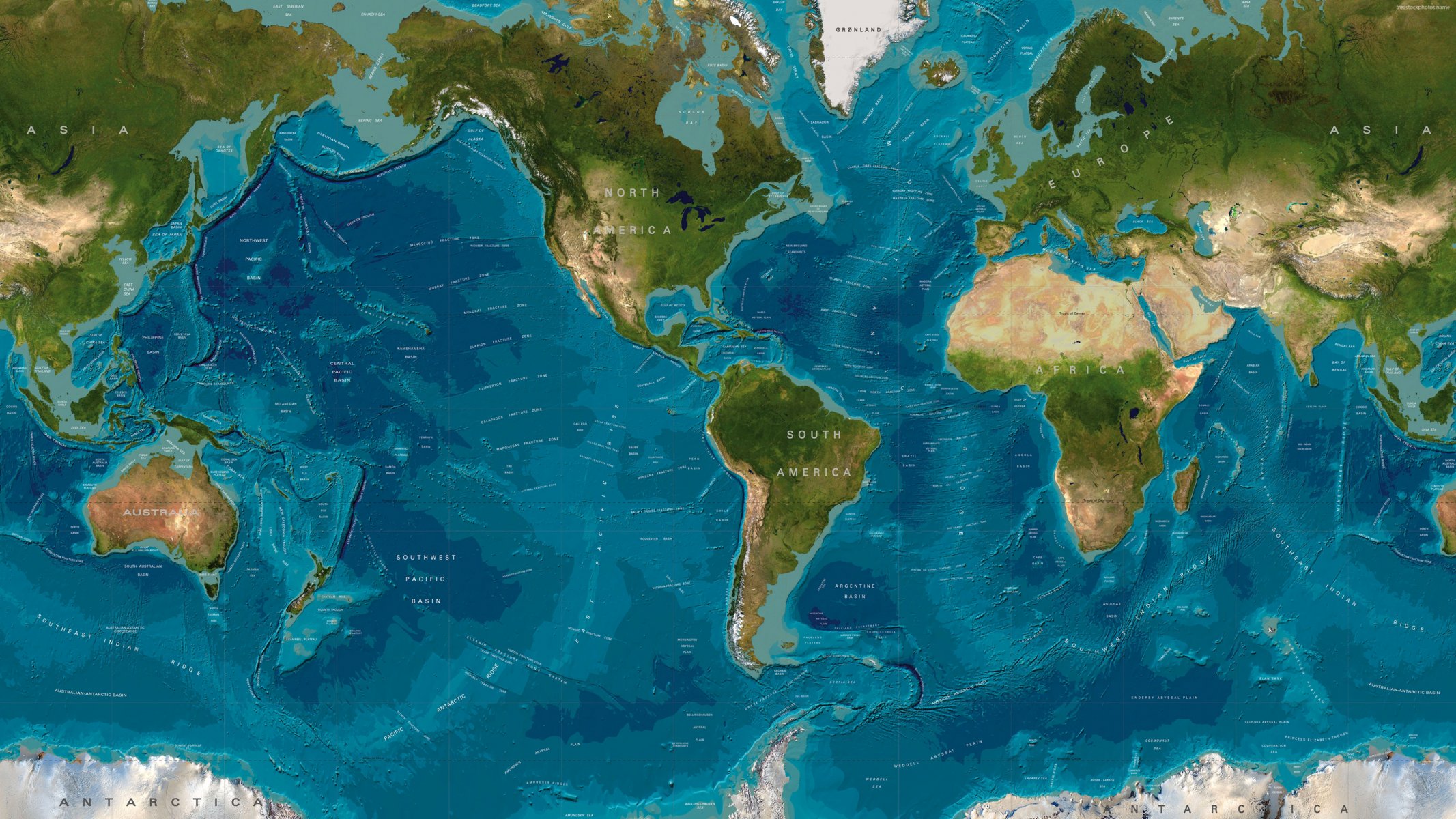 mapa mundo océanos continentes