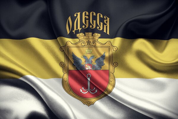 Flagge und Wappen der schönen Stadt Odessa