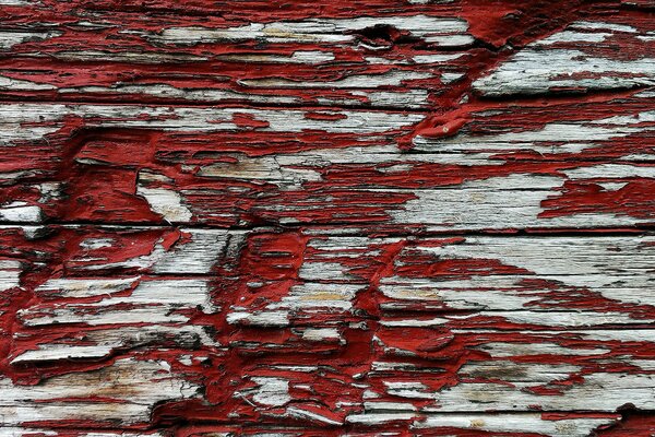 Tekstura drewna pomalowana czerwoną farbą