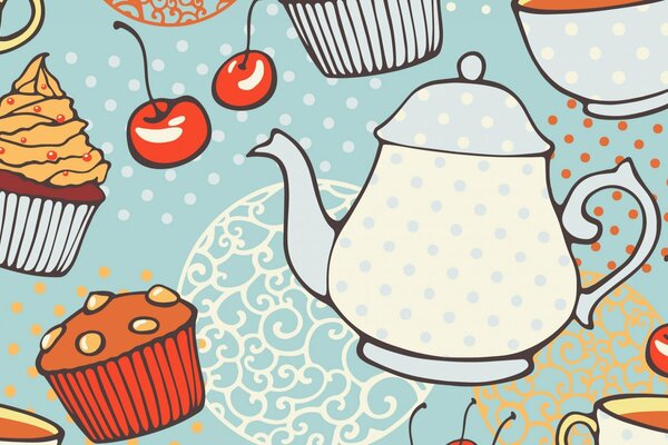 Texture Teapot and cupcakes