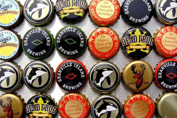 Background of different beer lids