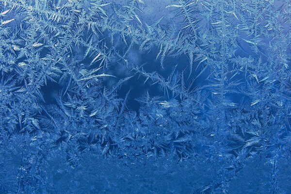 Schönes blaues Glas mit Frost