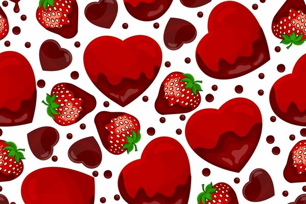 Imagen corazones, fresas cubiertas de chocolate