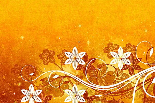 Patterns and flowers on a yellow background