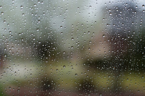 Petites gouttes de pluie sur le verre