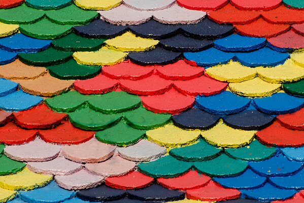 Multicolored roof tiles background