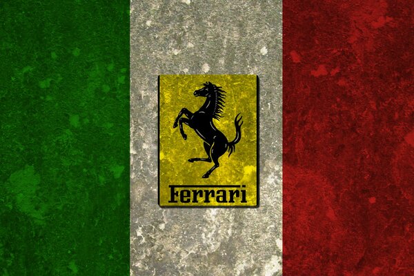Flaga Włoch z godłem Ferrari