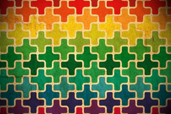 Multi-colored puzzle in the form of crosses