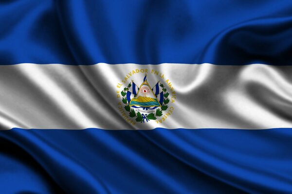 Die Nationalflagge von El Salvador ist weiß mit blauen Streifen