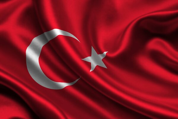 Türkei-Flagge auf Seidentuch Nahaufnahme