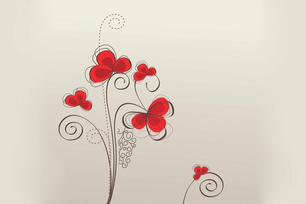 Flowers red patterns red background