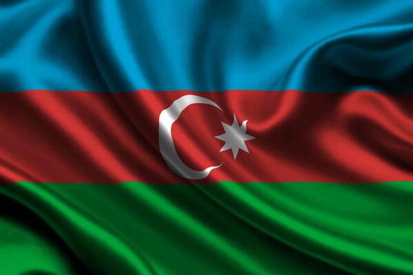 The flag of Azerbaijan in the wind