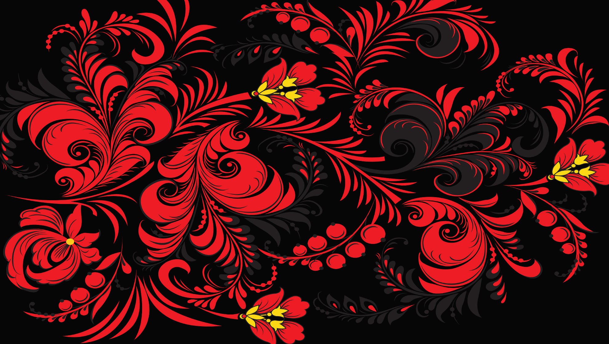 khokhloma muster muster blumen hintergrund rot russland