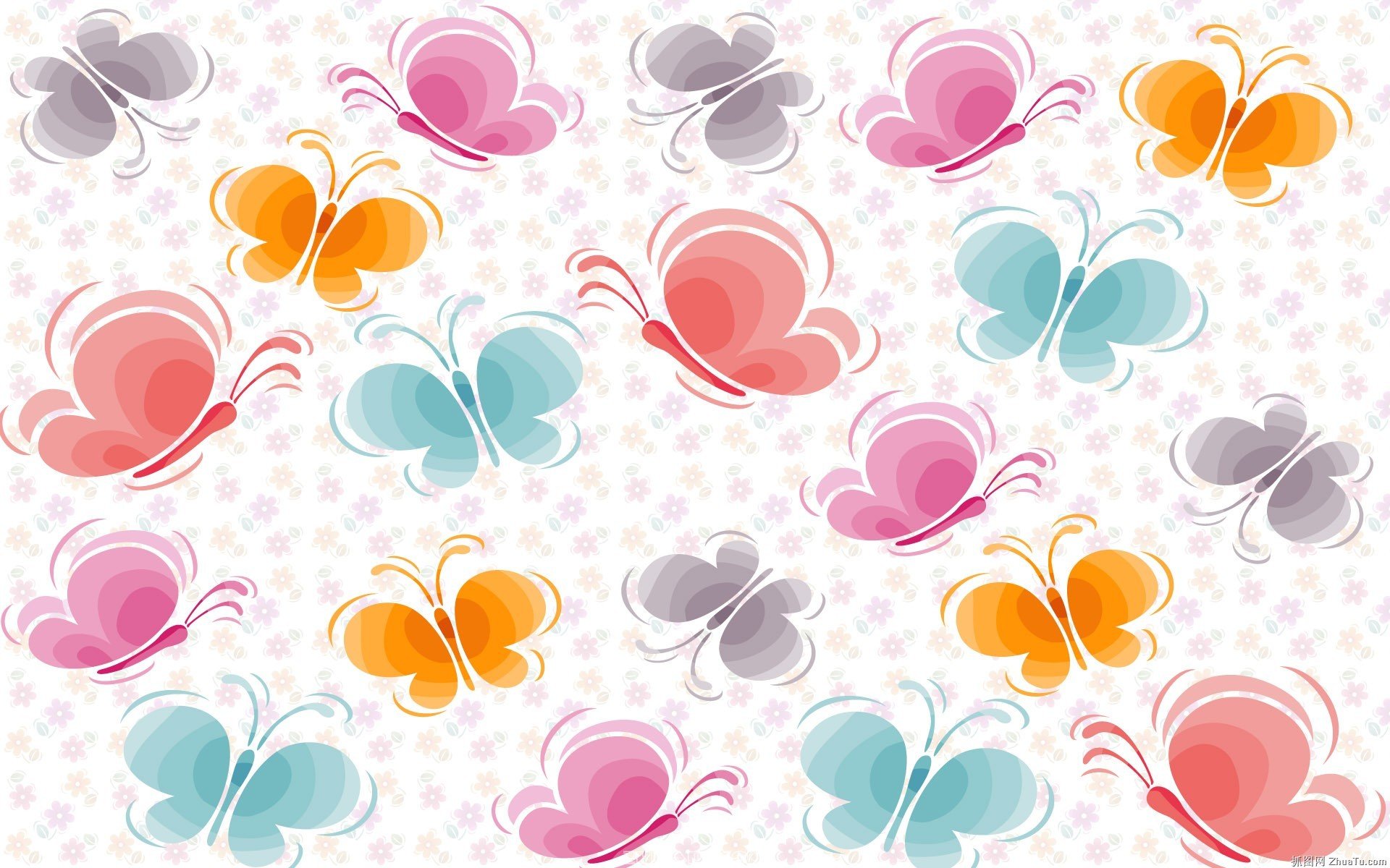 papillons multicolore fleurs