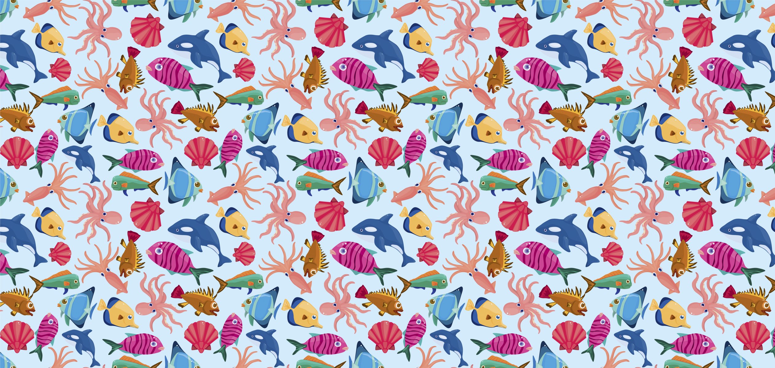 fische fische oktopus killerwal muscheln textur meereshintergrund