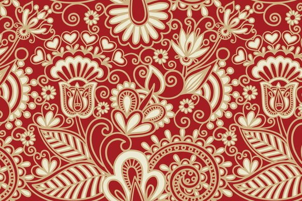 Floral pattern on coral background