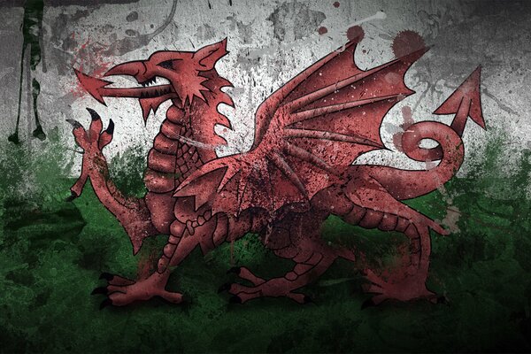 Le dragon est représenté par des peintures. Rappelle l image du drapeau