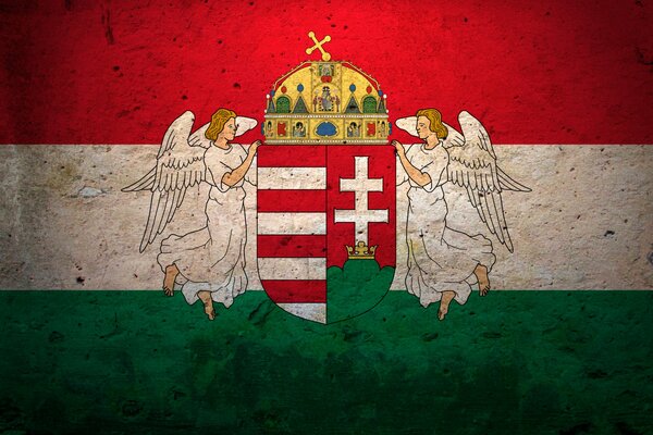 Bandera de Hungría en textura de hormigón