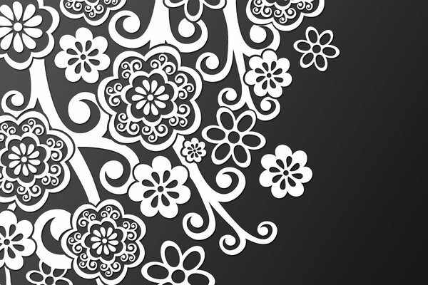 Patrones de encaje floral blanco y negro