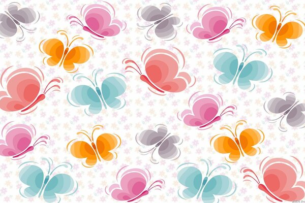 Colorful butterflies on a light background