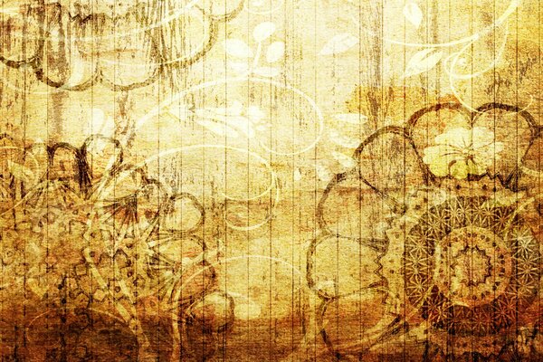 Patterns on a yellow and brown background