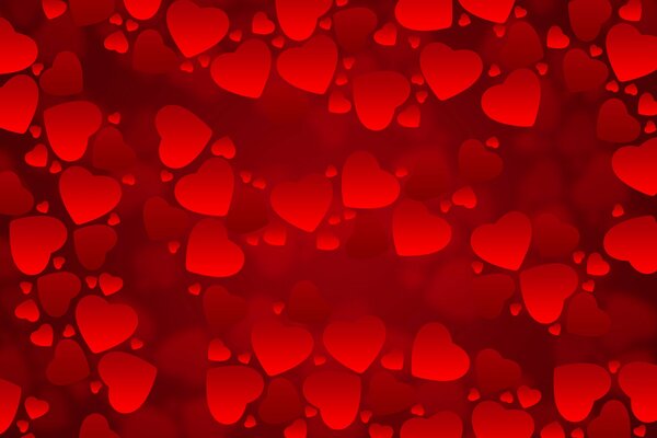 Milion coeurs rouges de différentes tailles