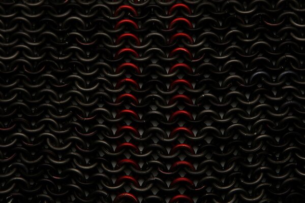 Rete a maglia nera intrecciata in rosso