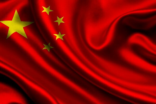 Flag of China yellow stars on a red background