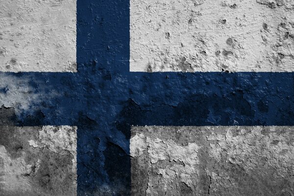 Immagine della bandiera della Finlandia sul palco della casa