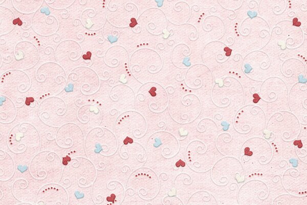 Hearts with dots on a pink background