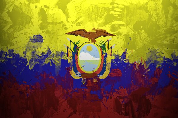 Bandera de Ecuador en acuarela