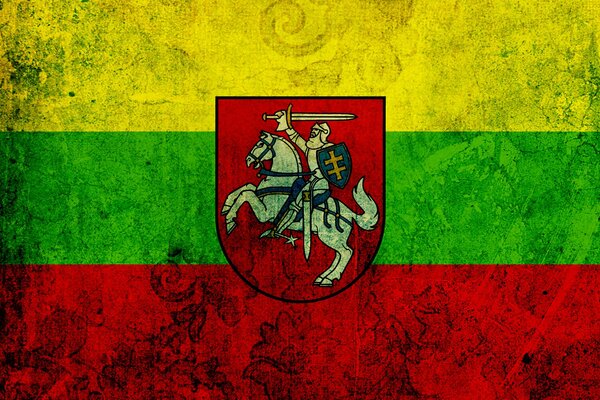 Drapeau avec les armoiries de la République de Lituanie